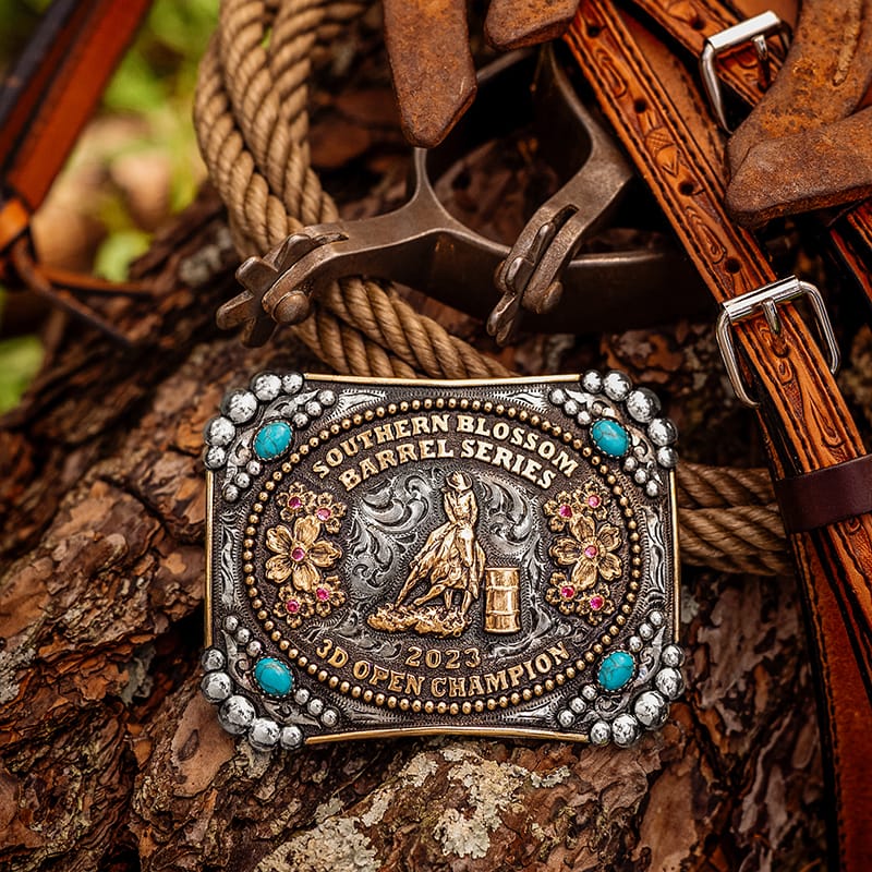 Womens Belt Buckles - Silver and Turquoise Belt Buckle for a woman